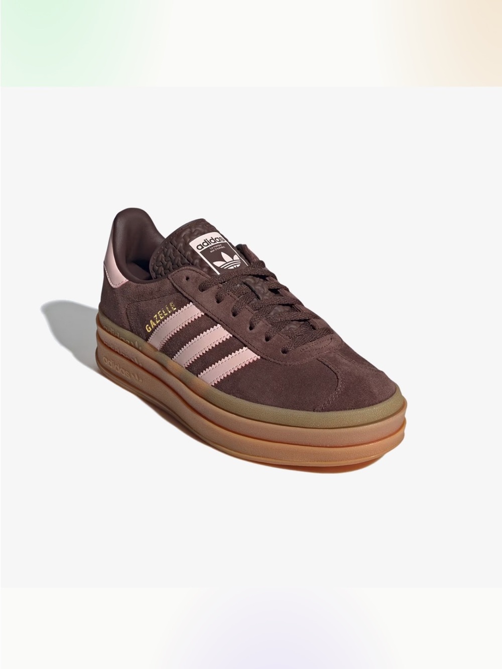 adidas Women's Gazelle Suede Sneaker — Brown with Pink Stripes